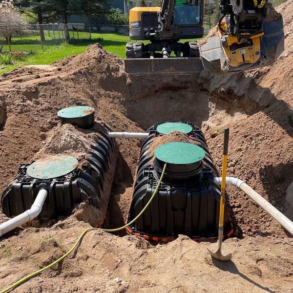 Excavation for septic tank installation